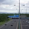 A closer look at the central carriageways as they approach the M60. These may be the UK's widest sliproads, given that they aren't formally part of either the M60 or M61. Construction drawings show them just as connecting roads.