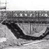 Bridges 69 and 70, now forming part of junction 15, are only just started. Reinforcing mesh has been set up for the bridge deck. These bridges were demolished a few years ago when J15 was redeveloped. 30 May 1958.