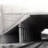 Detail of a railway underpass at bridge 51. This railway did not survive the Beeching cuts. 9 May 1959.